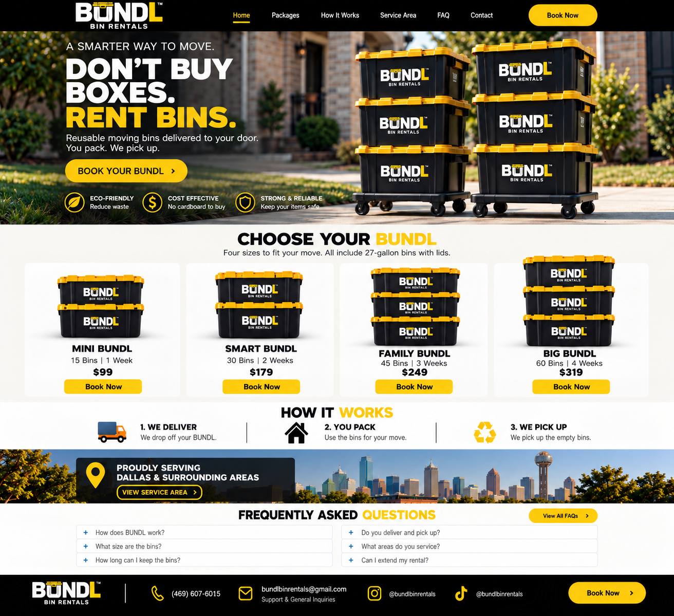 BUNDL Bin Rentals homepage